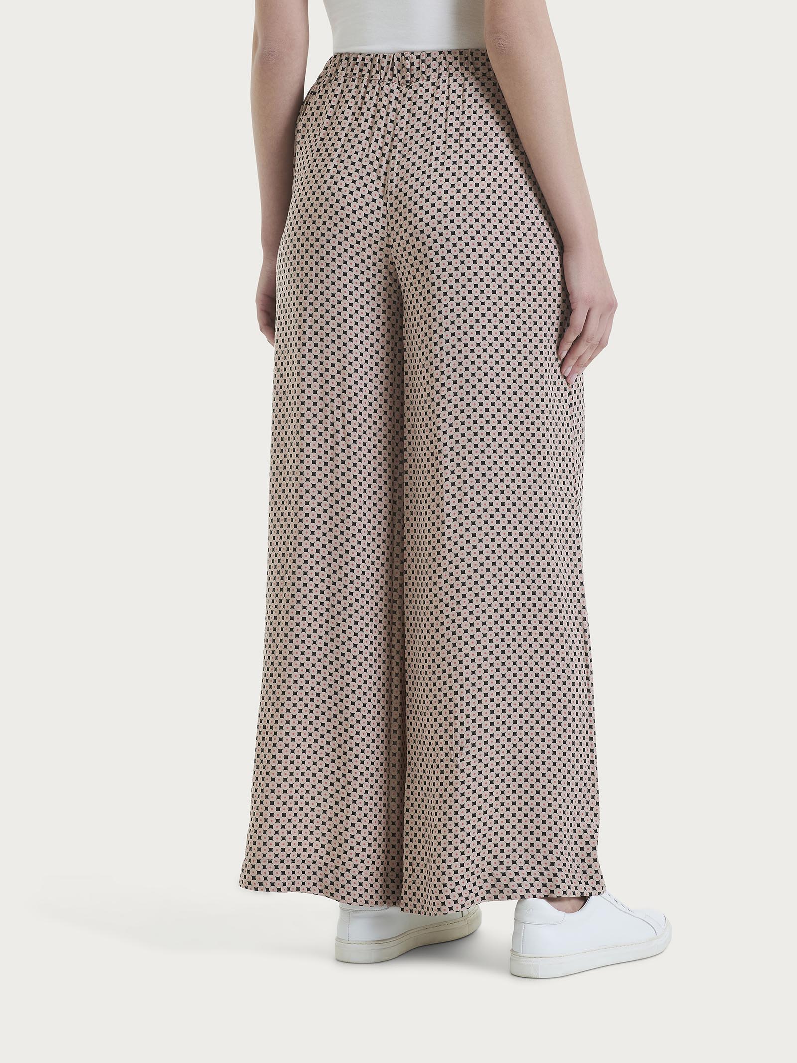 Ragno Pantalone Palazzo Ecoseta Fantasia Nero viscosa