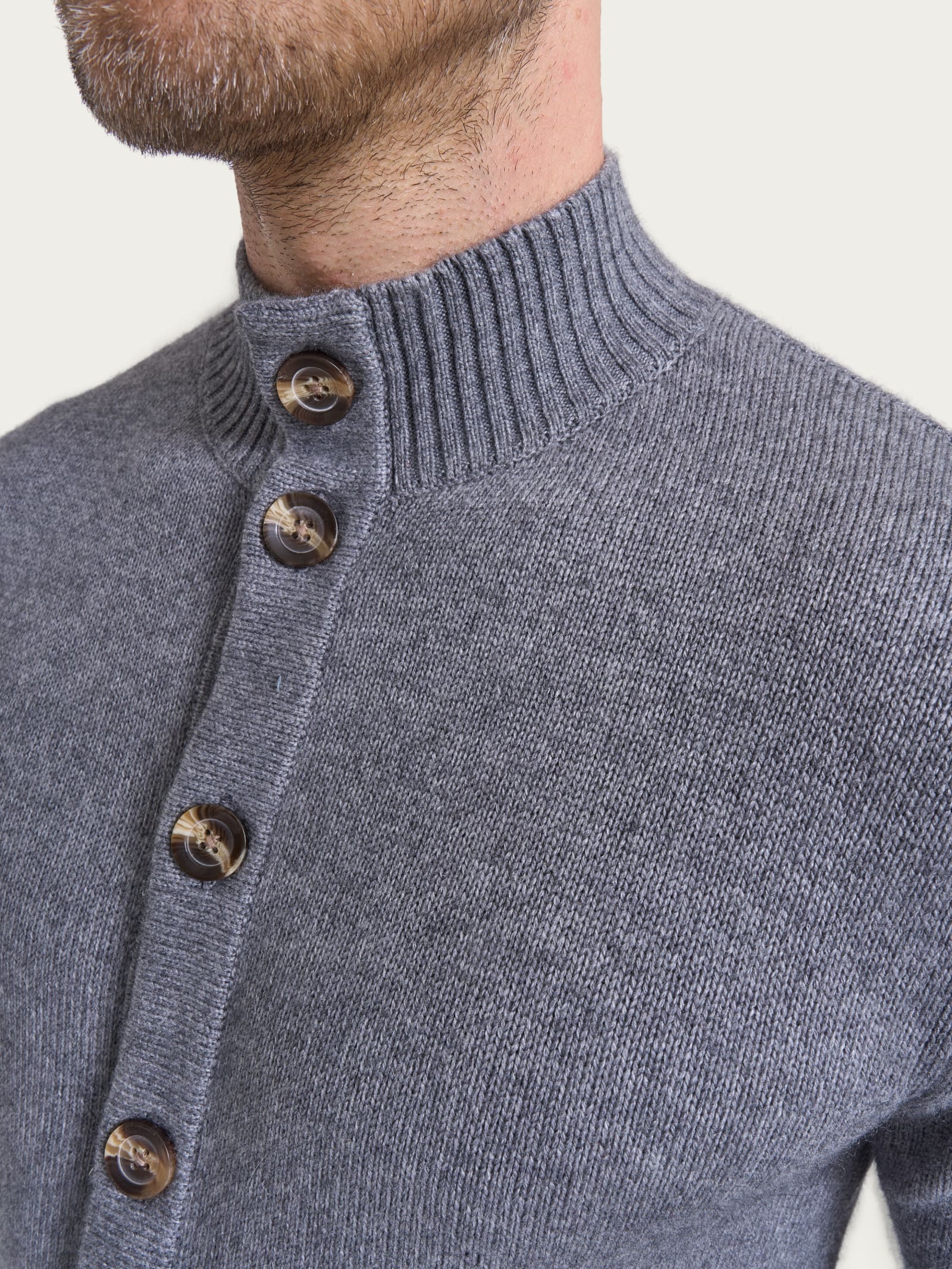 Ragno Four Seasons cardigan collo alto ferro melange 5 bottoni