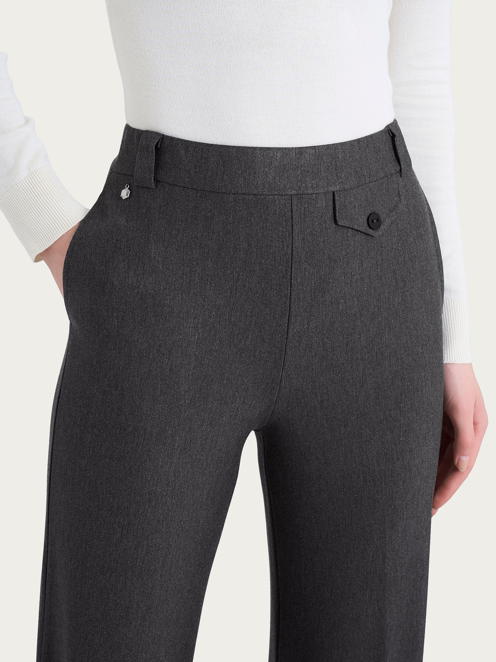Ragno Compact Pantalone Wide Leg Ardesia Mel. con Taschino