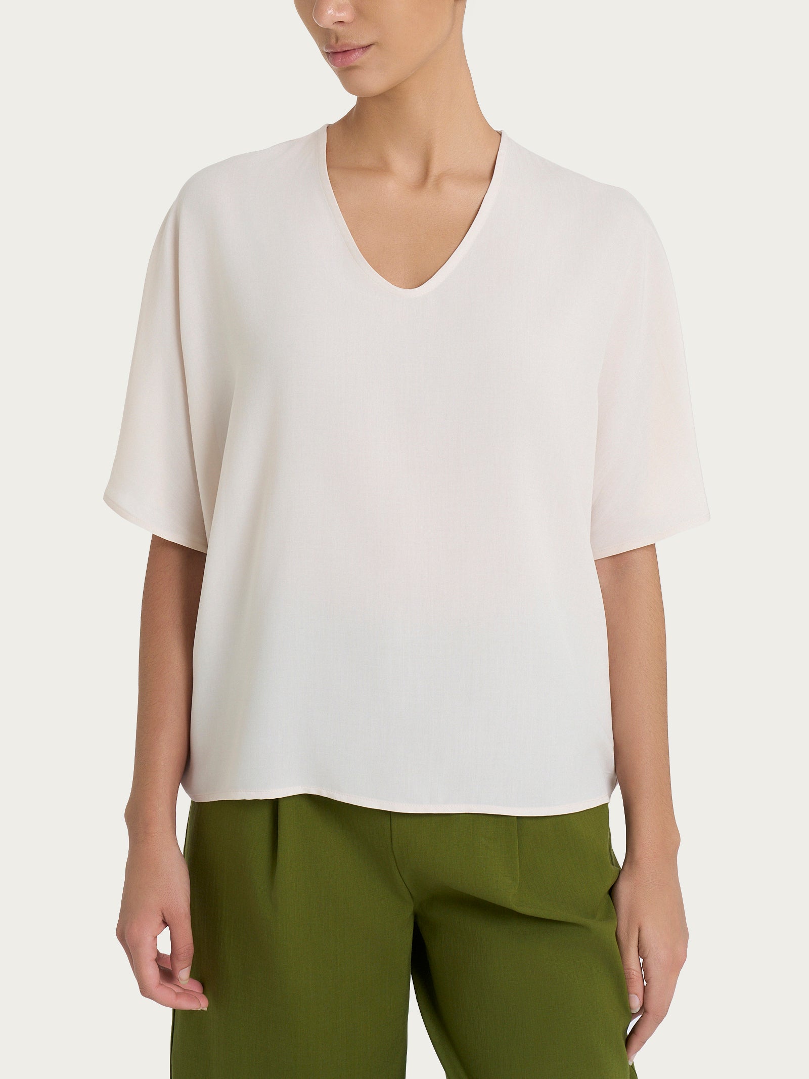 Ragno EcoSeta Blusa Scollo V Champignon Manica Gomito