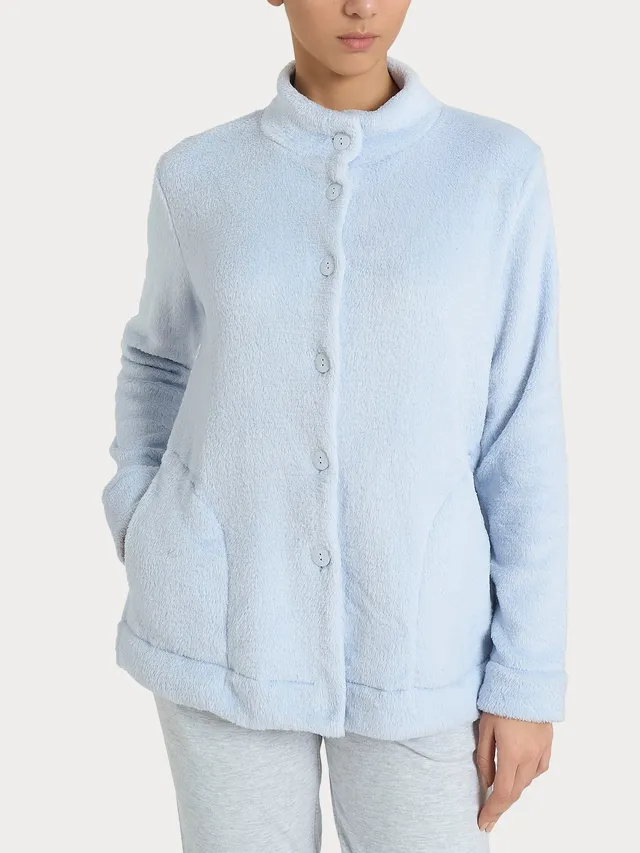 Ragno Polar Fleece giacca pigiama Xenon Blue aperta bottoni