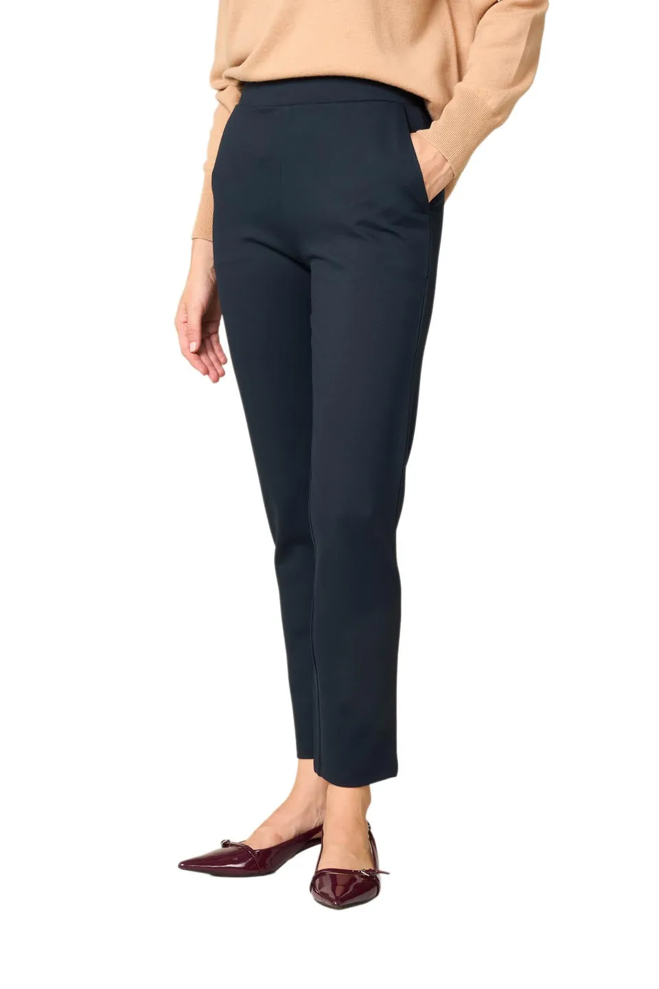 Goldenpoint pantaloni straight vita elasticata donna