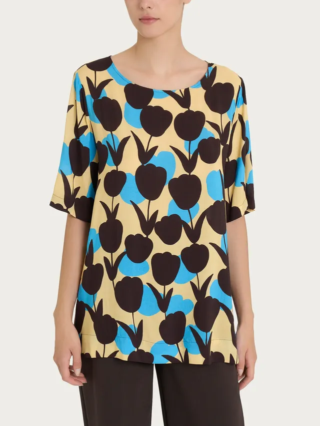 Ragno EcoSeta Blusa manica corta azure blue viscosa