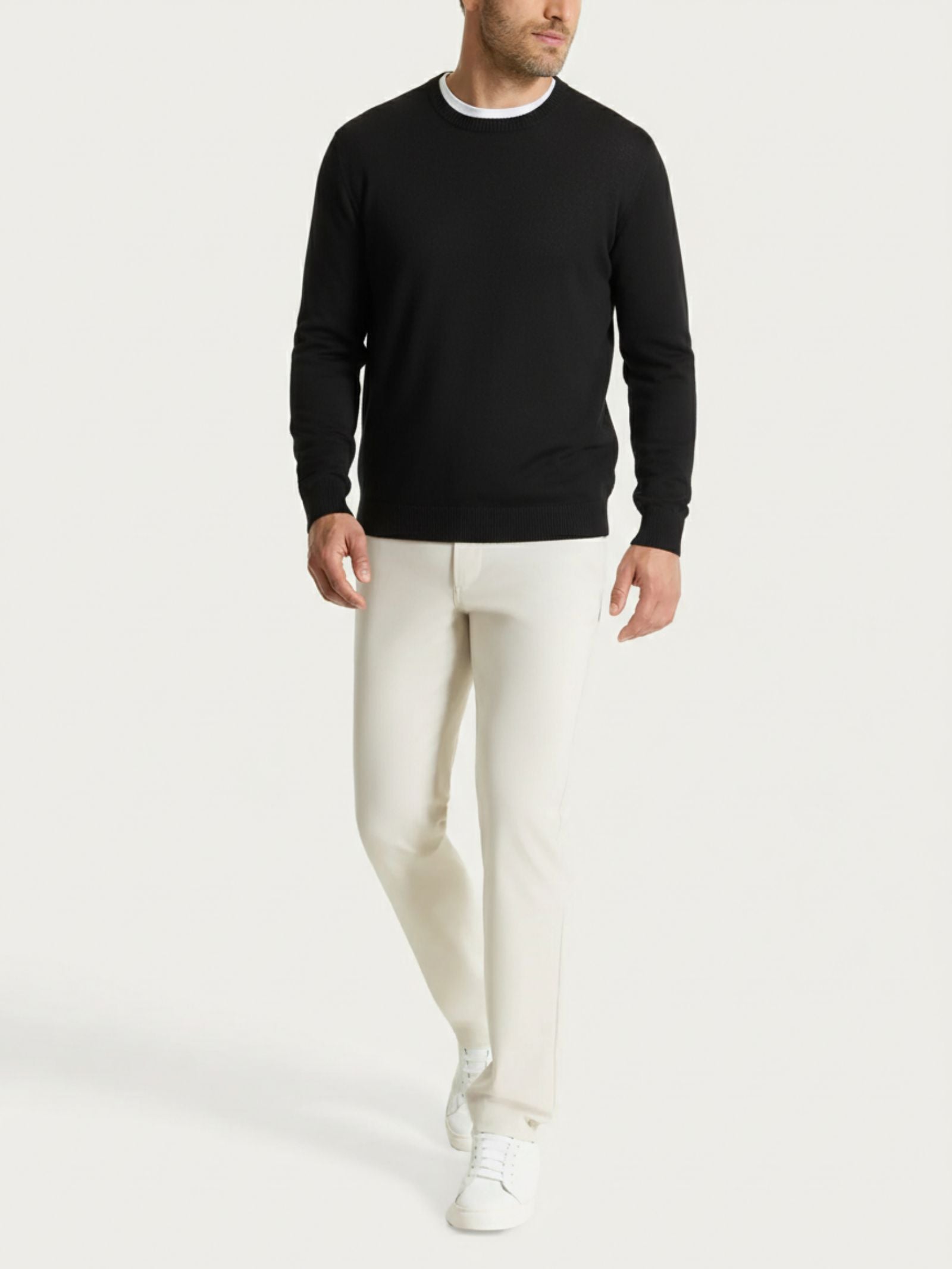 Ragno Puro Cotone maglia girocollo uomo Nero