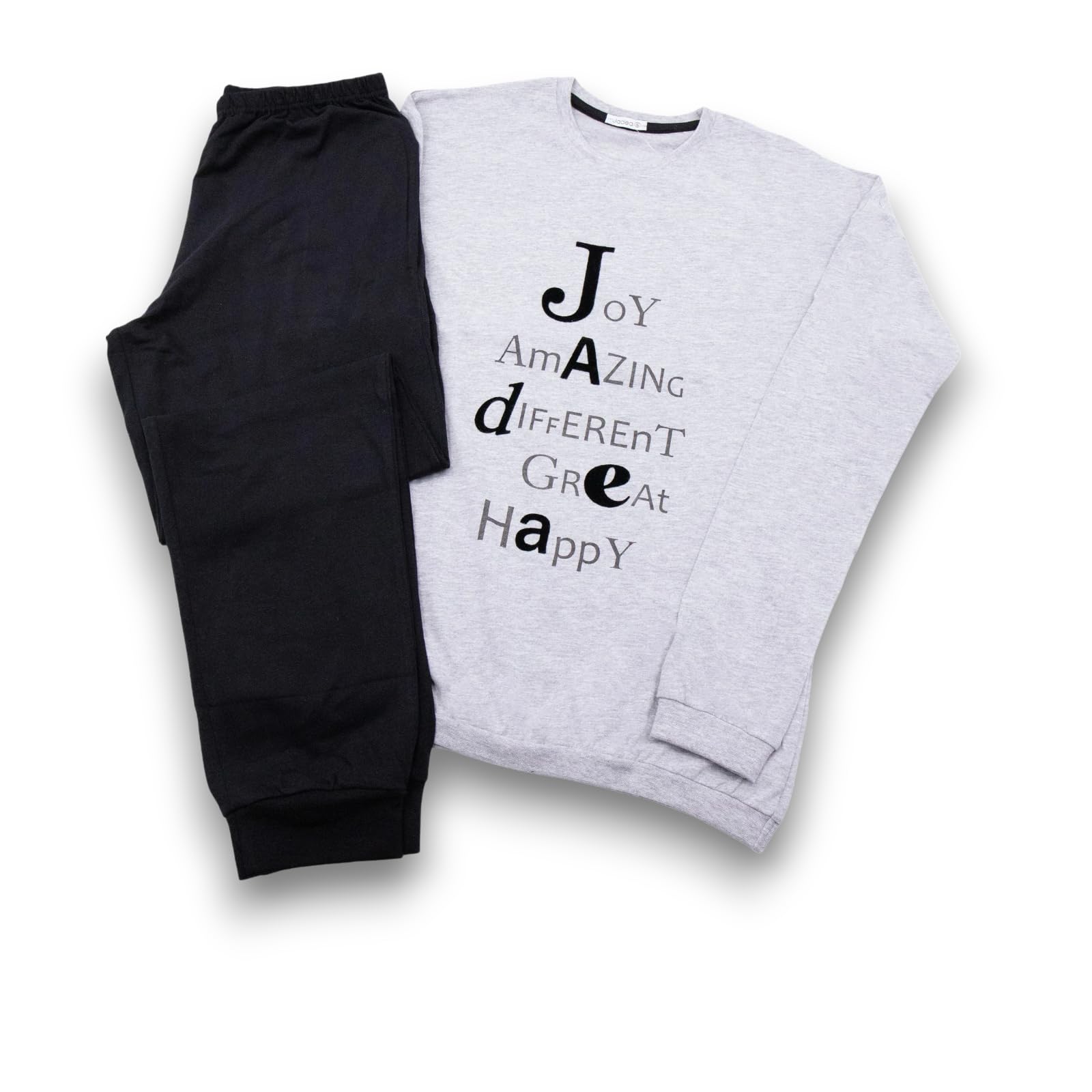 Lady C Pigiama Donna Cotone Caldo Stampa Manica Lunga Tasche