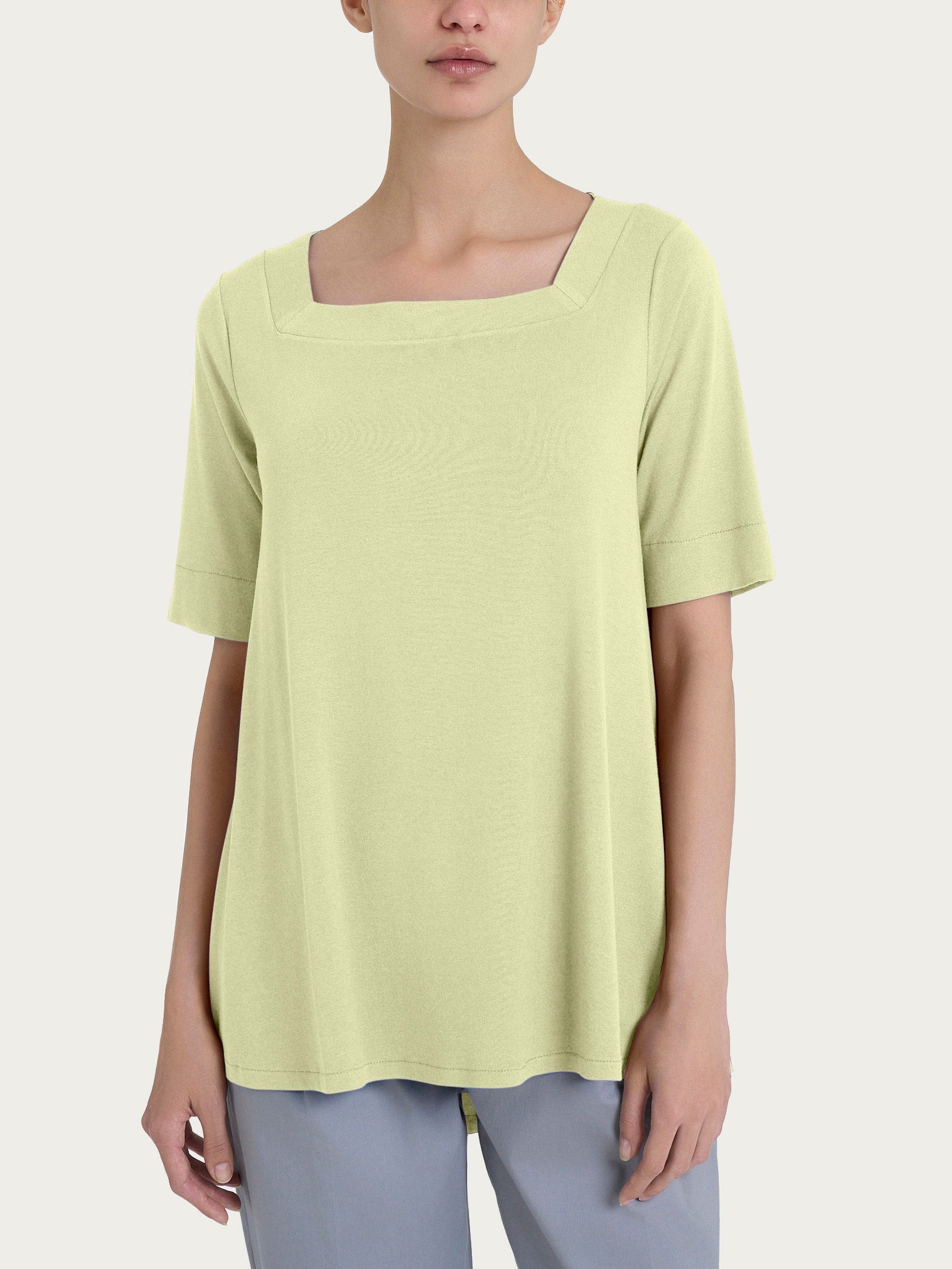 Ragno Viscosa Crêpe Maglietta Shadow Lime Manica 3/4