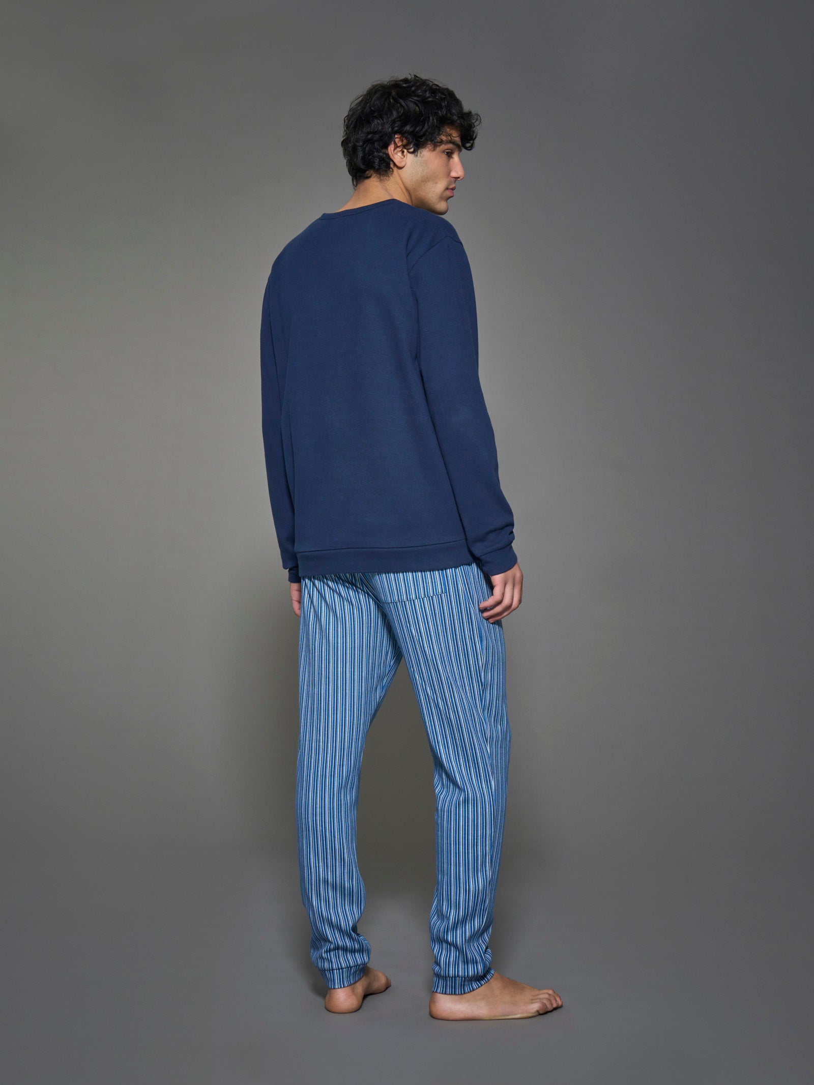 Ragno Sport Pigiama Lungo Serafino cotone navy blazer