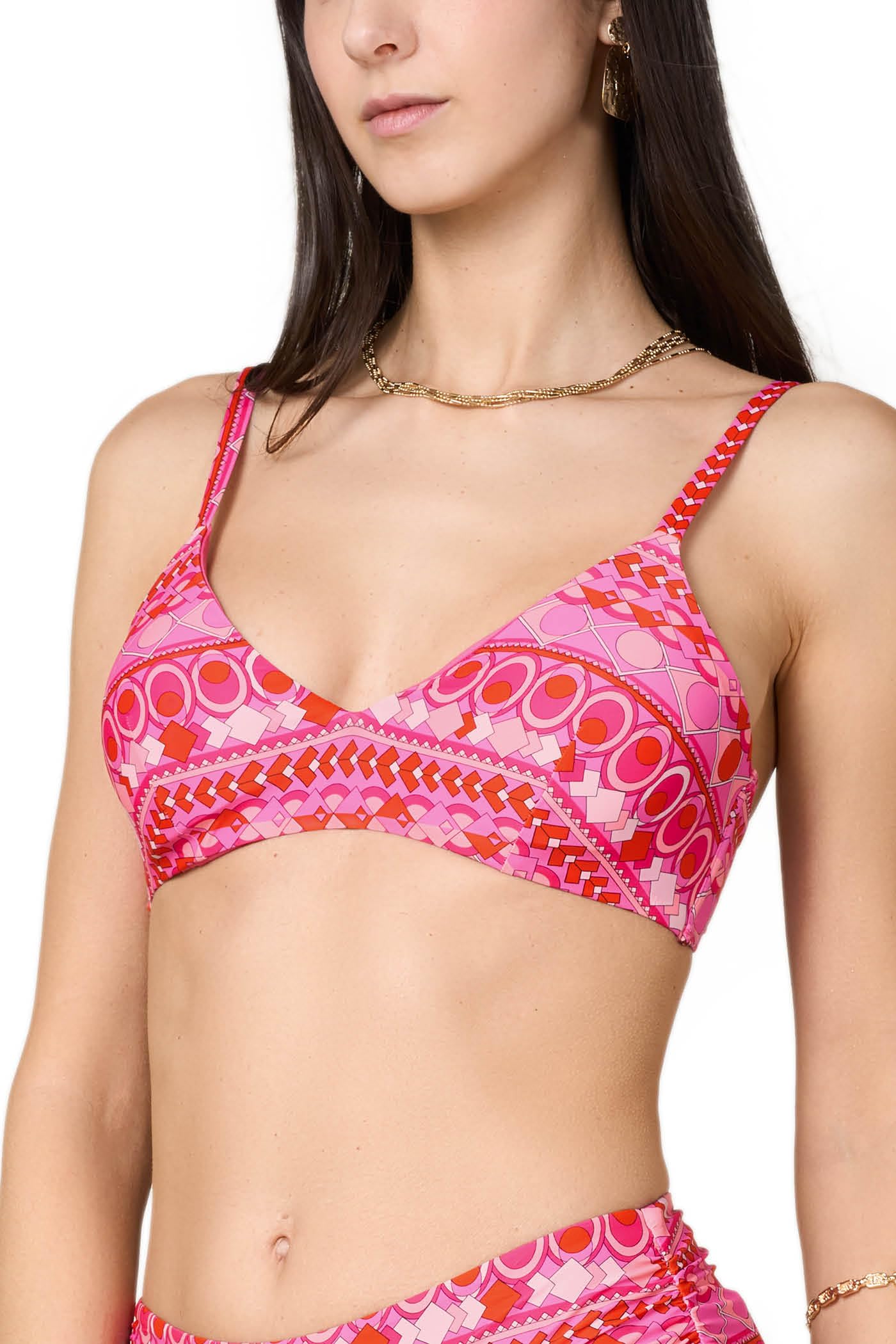 Goldenpoint Groovy Top Bikini con Ferretto Fantasia Geometrica