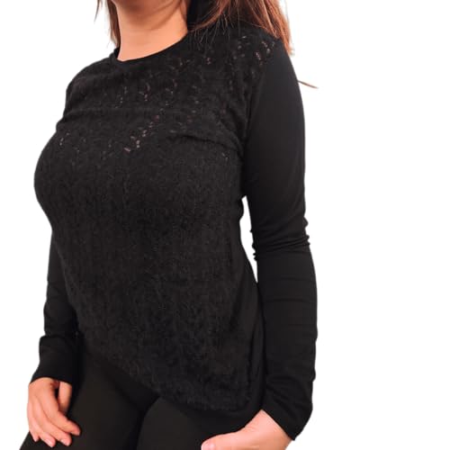Lady C Maglia Sottogiacca Cotone Girocollo Traforata