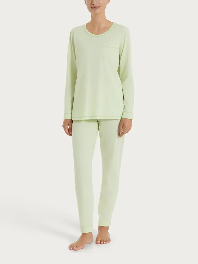 Ragno Sweet Emotion pigiama lungo jersey cotone White Jade