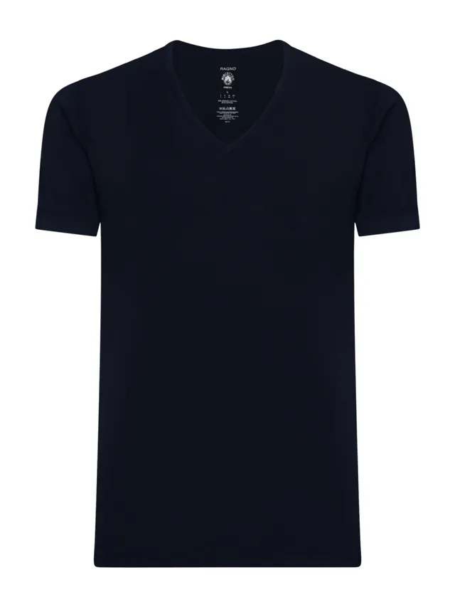 Ragno Comfort Scollo V Maglietta Uomo Bleu Cotone