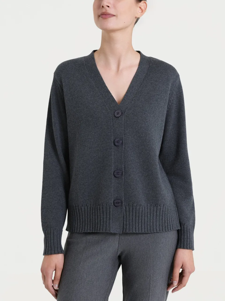 Ragno Winter Cotton cardigan scollo V donna ardesia mel.