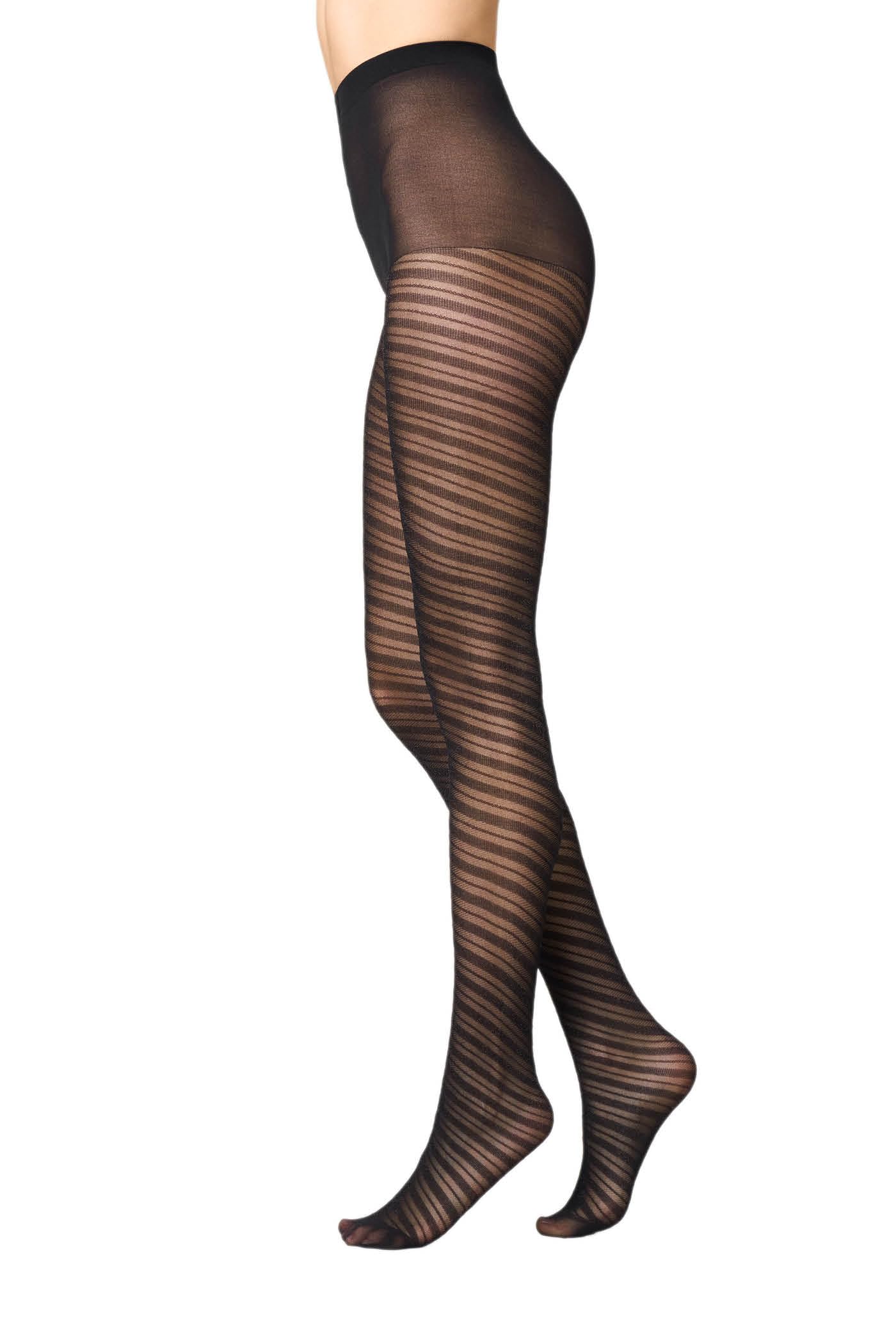 Goldenpoint Righe Oblique Lamé collant donna 30 denari fantasia