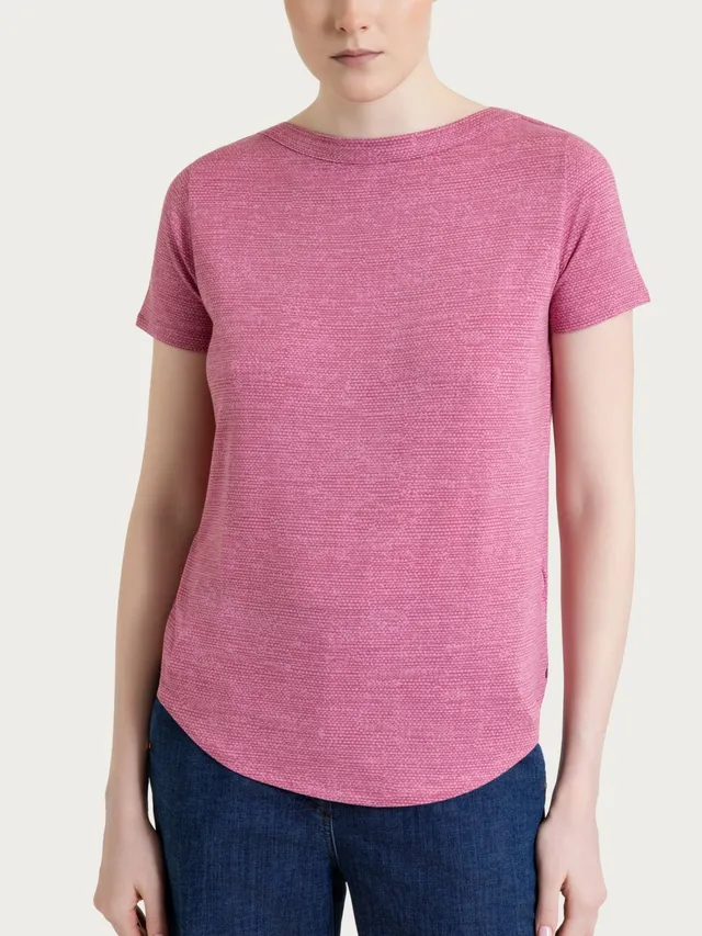 Ragno maglietta girocollo Cashmere Rose viscosa crêpe