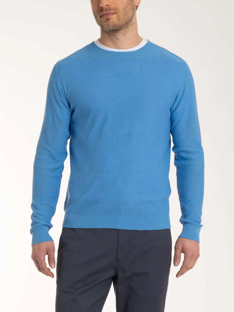 Ragno Puro Cotone Pull Girocollo Uomo Azure Blue