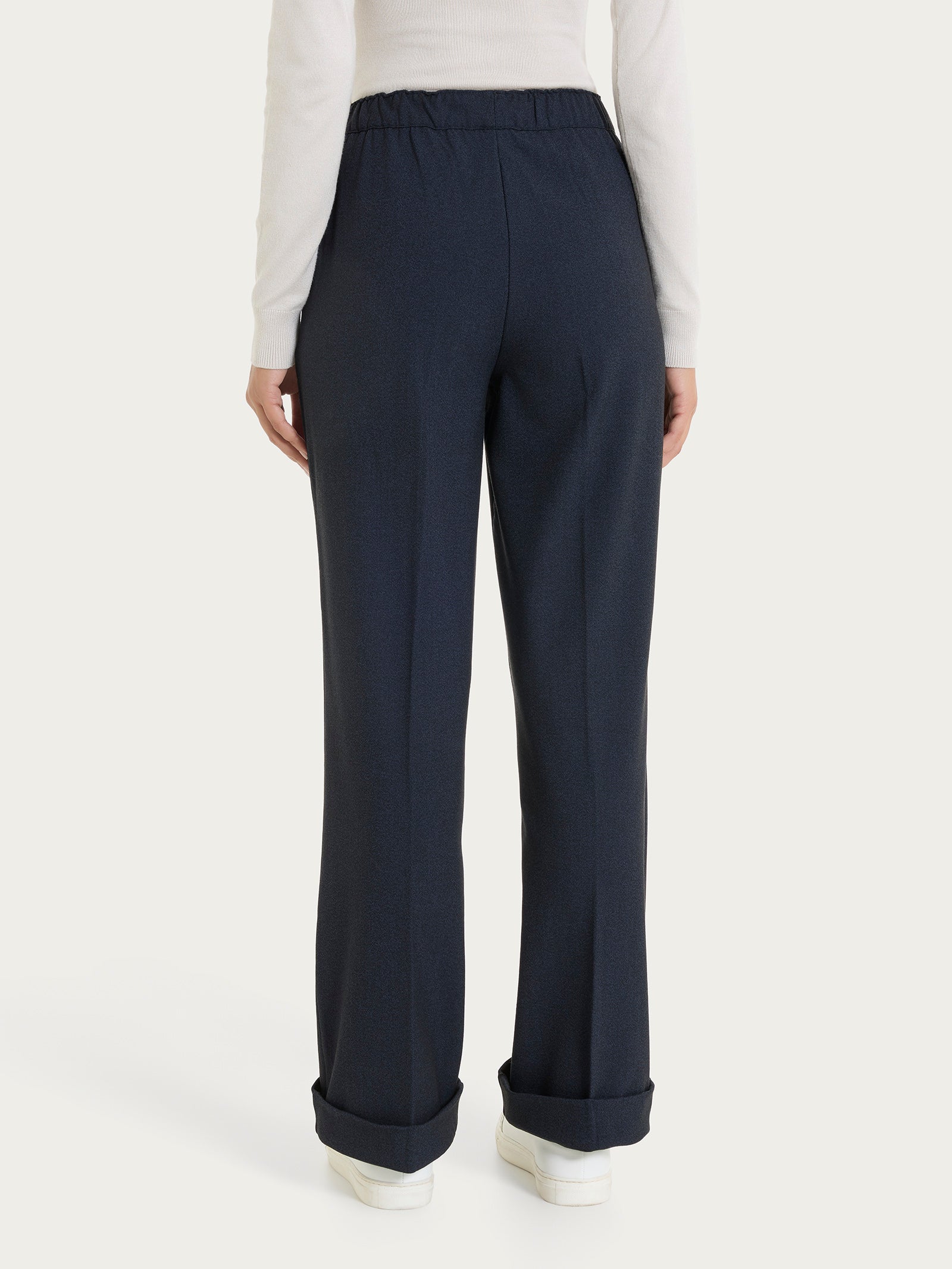 Ragno Compact pantalone ampio Bleu Mel. flanella twill
