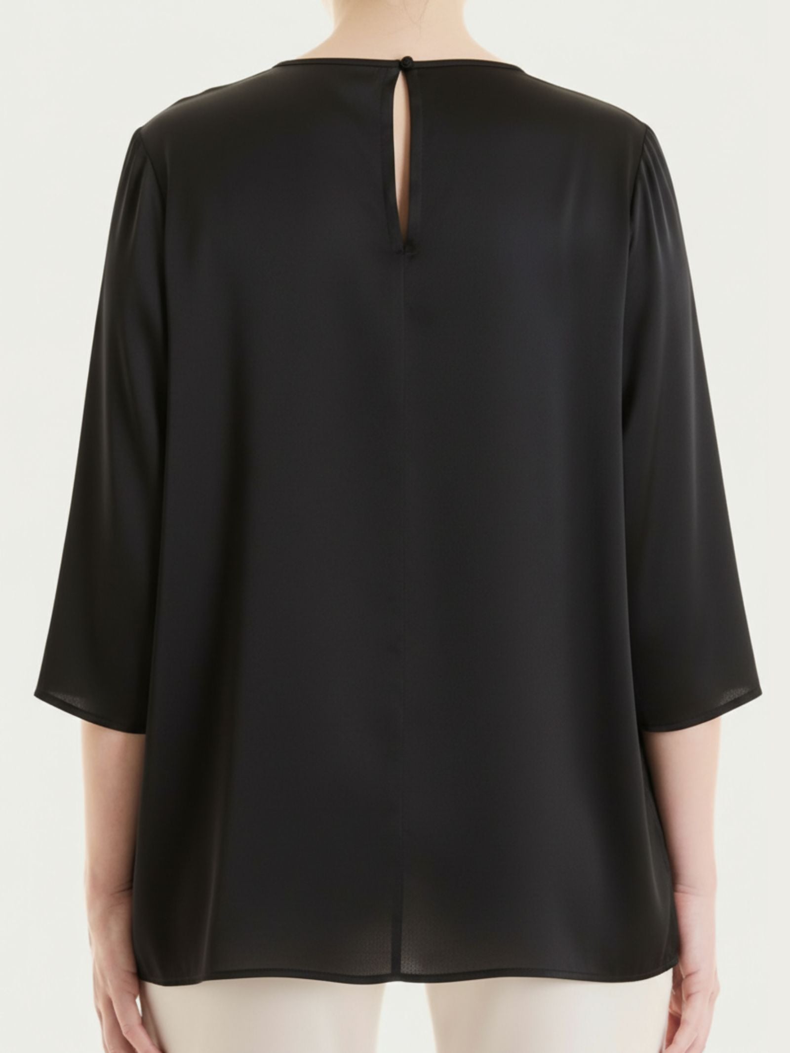 Ragno Stretch Satin blusa 3/4 donna nero elegante
