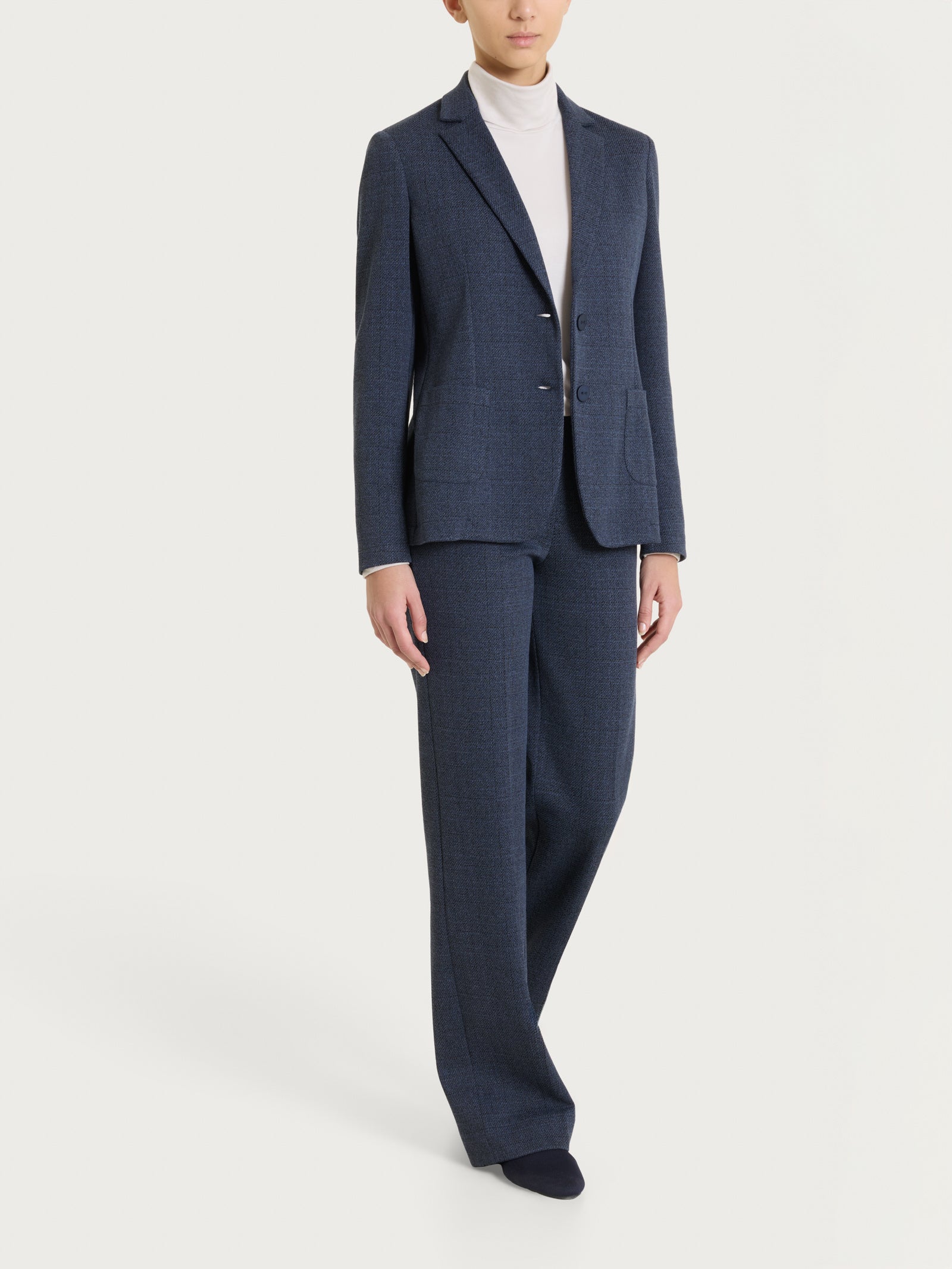 Ragno Compact Blazer Due Bottoni Jacquard Blu Tweed