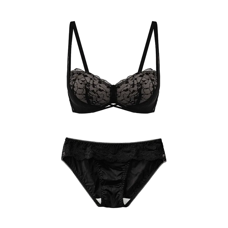 Maria Grazia Severi set lingerie satin pizzo nero