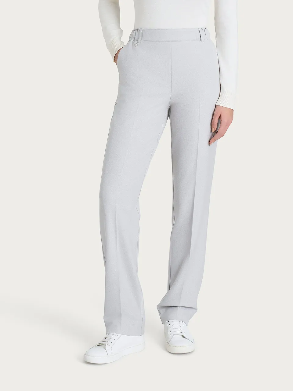 Ragno Gem pantalone dritto flannel twill Ghiaia Mel.