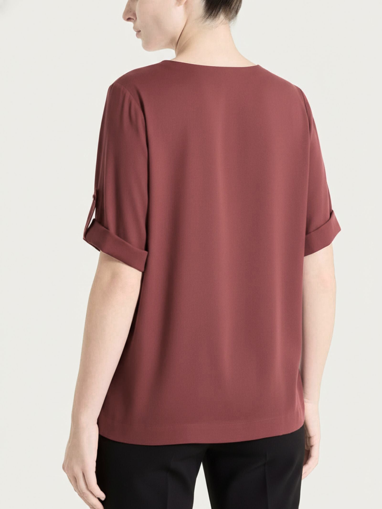 Ragno Gem Blusa scollo V Mahogany voile elasticizzato
