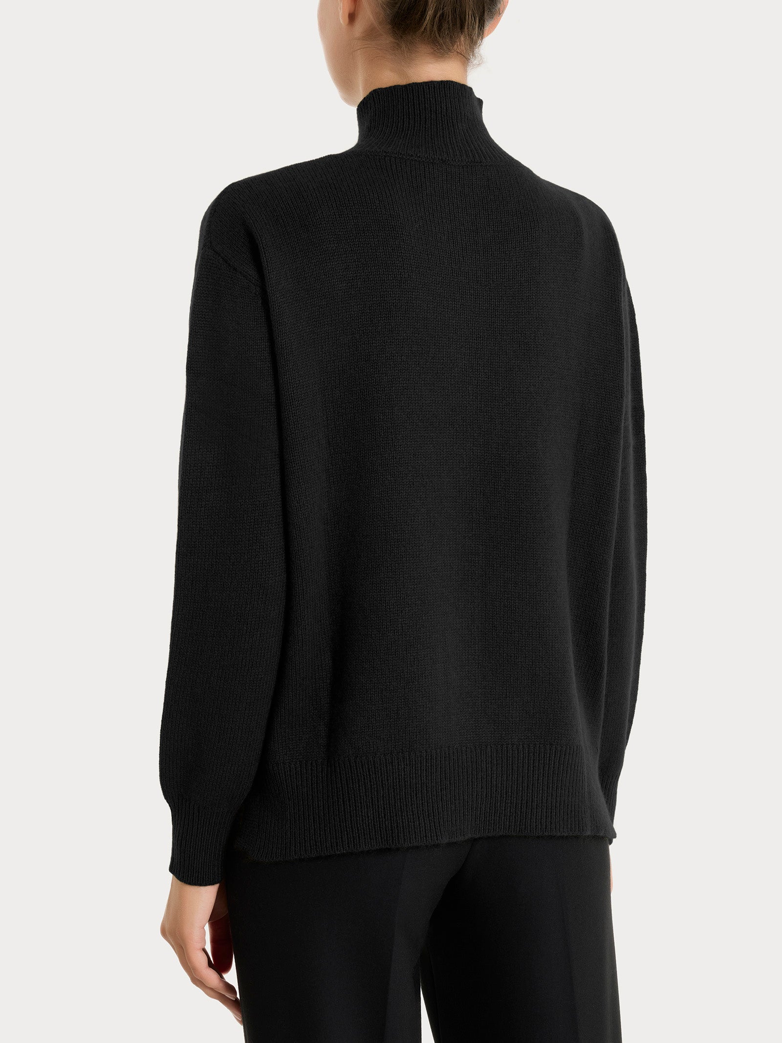 Ragno Natural Soft Cardigan Donna Nero Collo Alto Bottoni