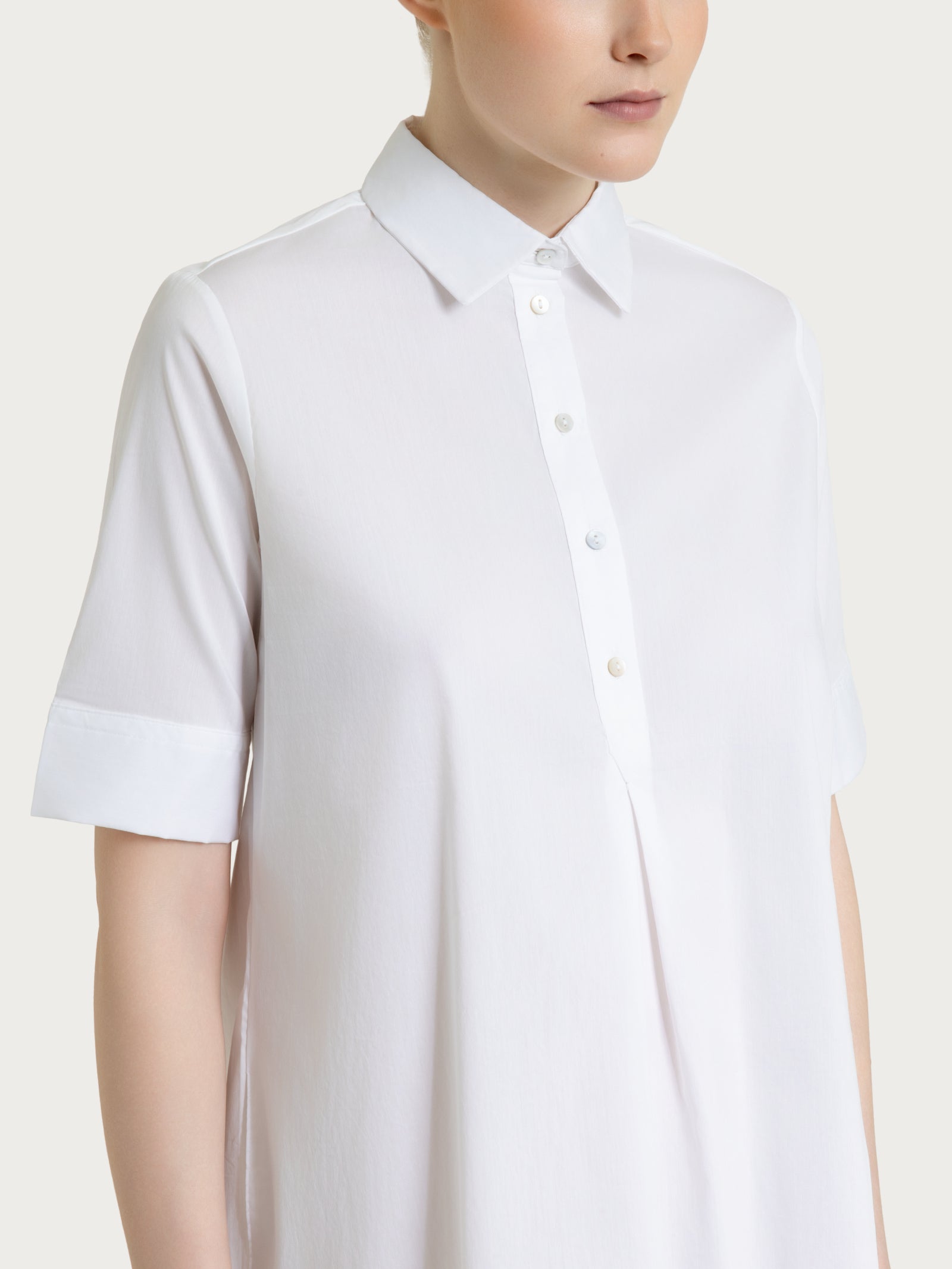Ragno Abito Collo Camicia Poplin Cotone Bianco Manica Corta