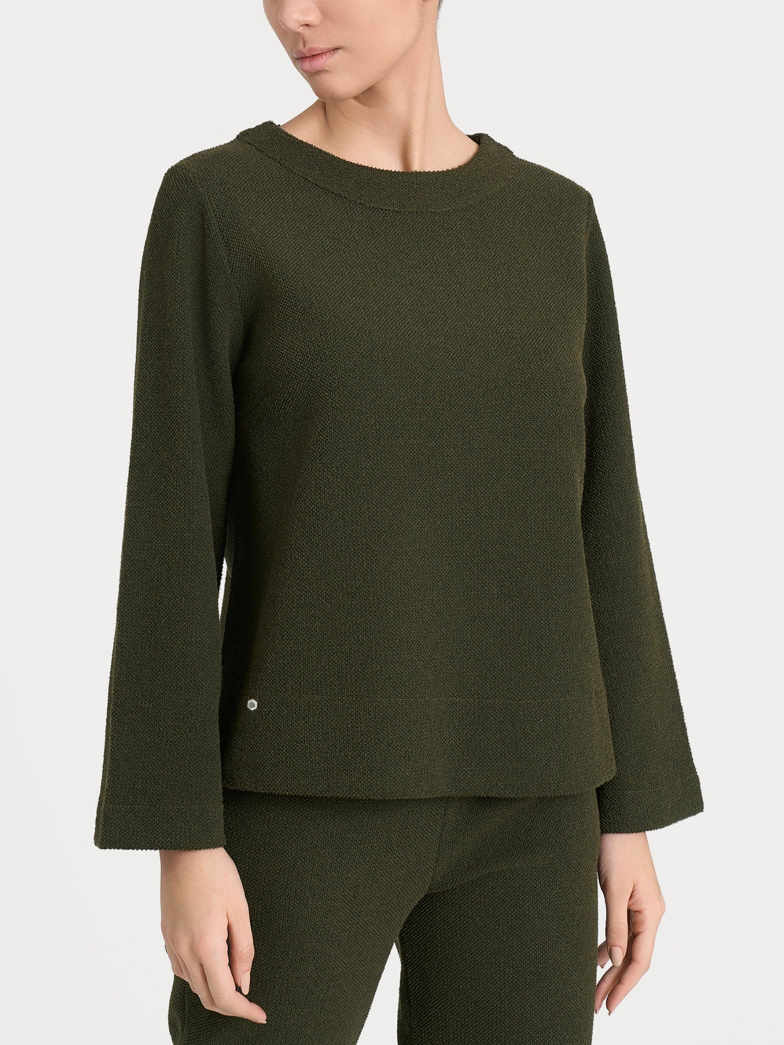 Ragno Japanese Fleece felpa girocollo donna Dark Olive calda