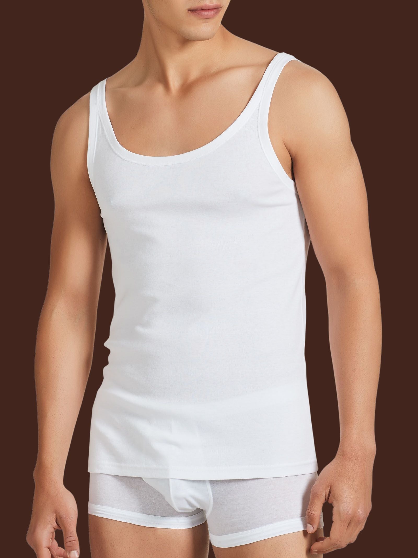 Ragno Rib Canottiera uomo White cotone spalla stretta