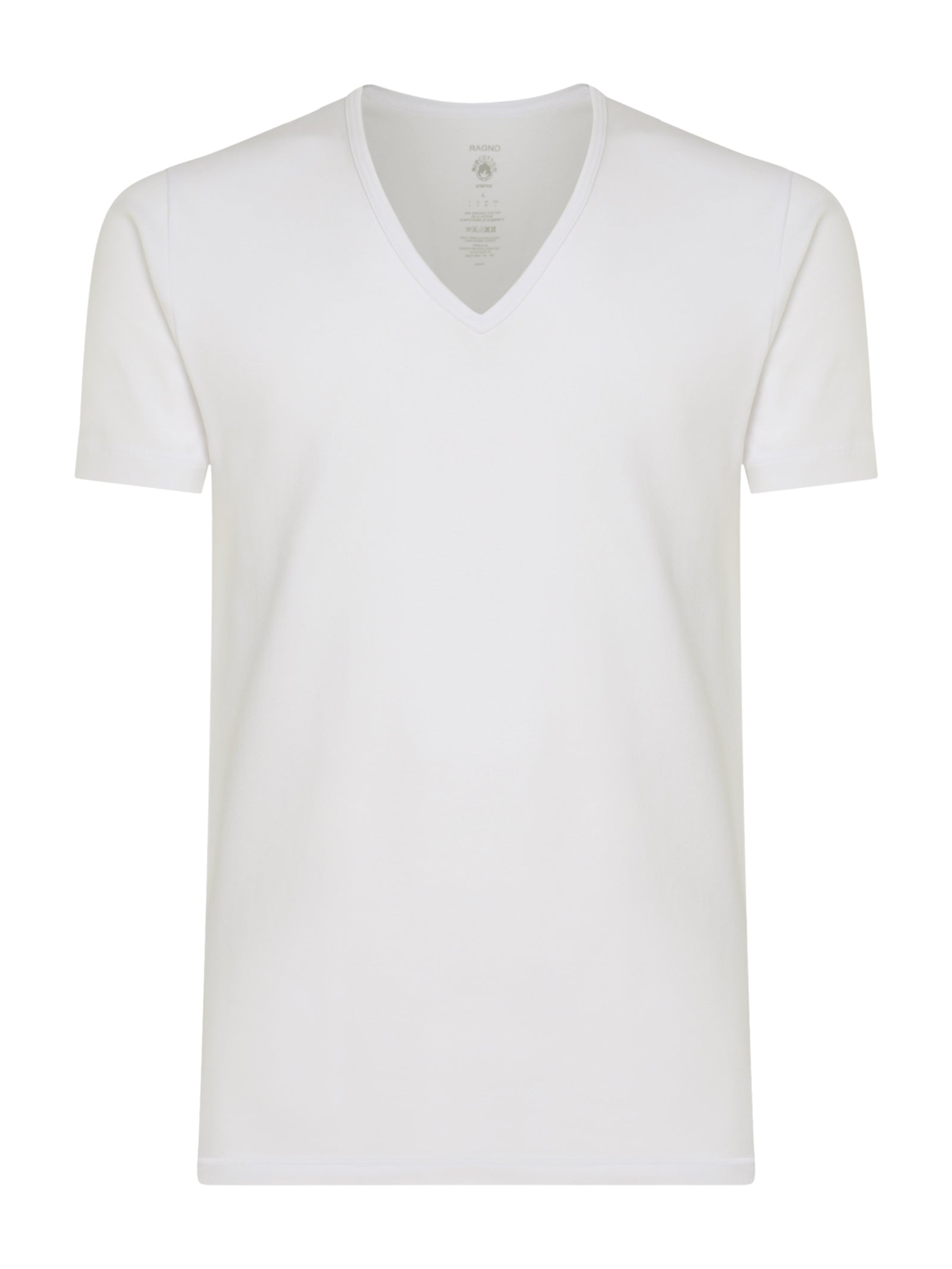 Ragno Comfort Maglietta Scollo V Cotone Bianco Manica Corta