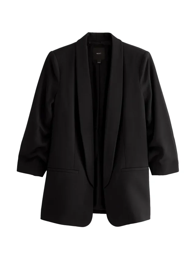 Next Blazer Comodo Maniche Arricciate Donna Nero Stiro Facile