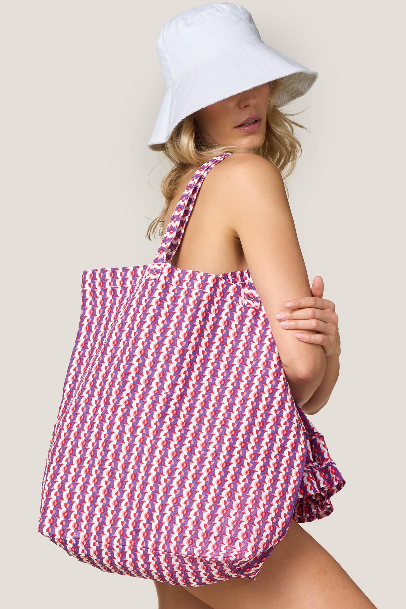 Goldenpoint Circus borsa tote mare geometrica multicolor