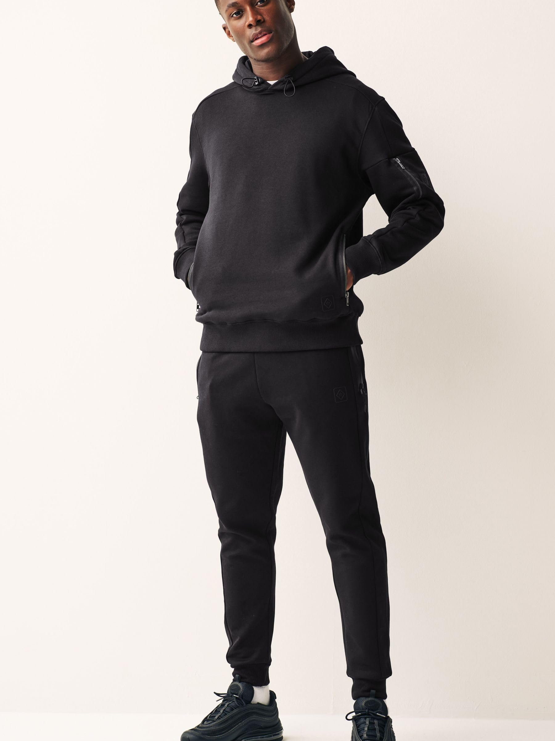 Next Pantaloni Jogging Uomo Athleisure Nero Taglia L