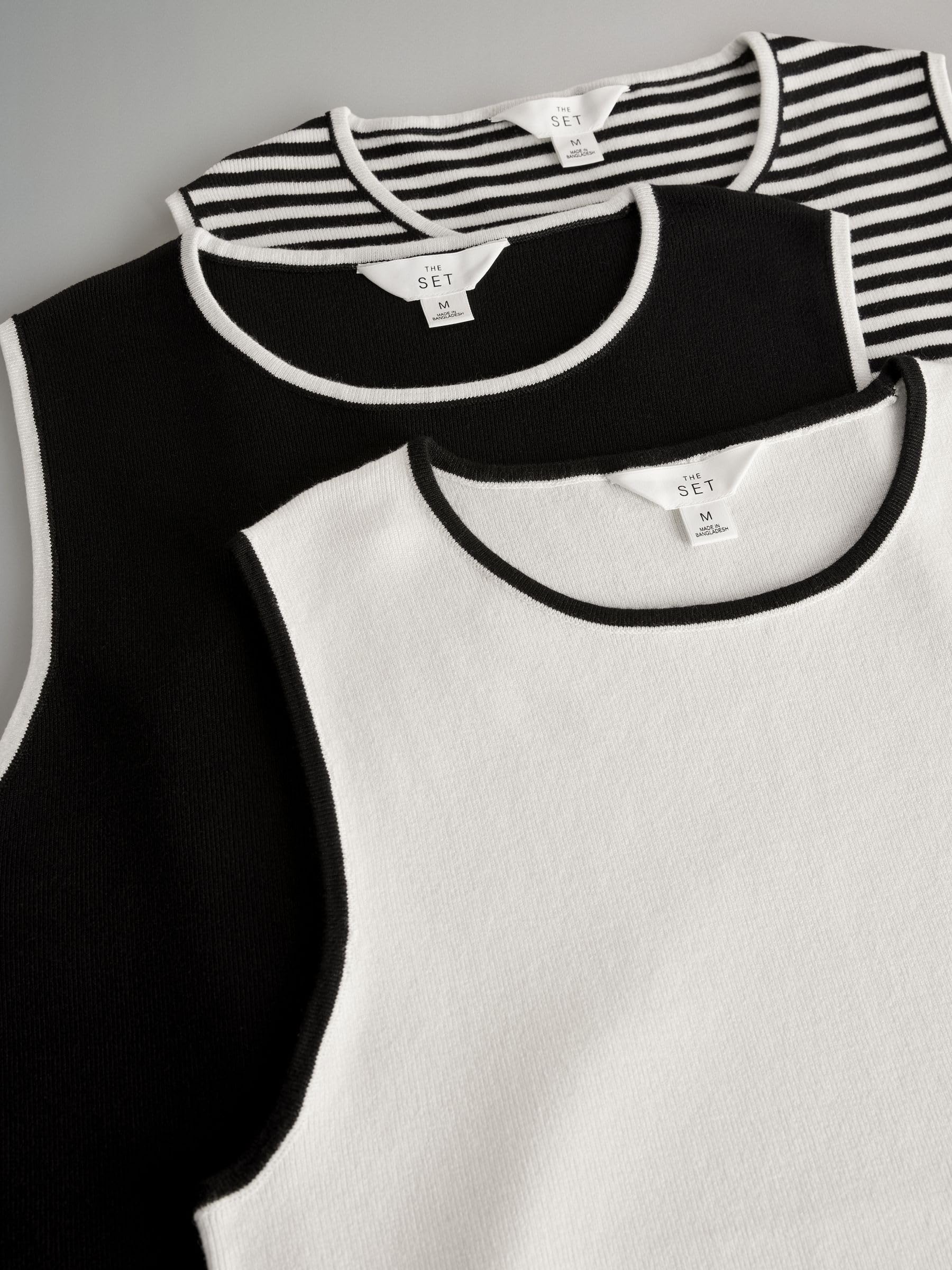 Geo Next The Set canotte maglia donna 3 pezzi nero panna