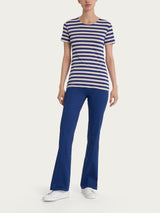 Ragno Satin Power Pantaloni Flare con Spacco Blueberry satin elasticizzato