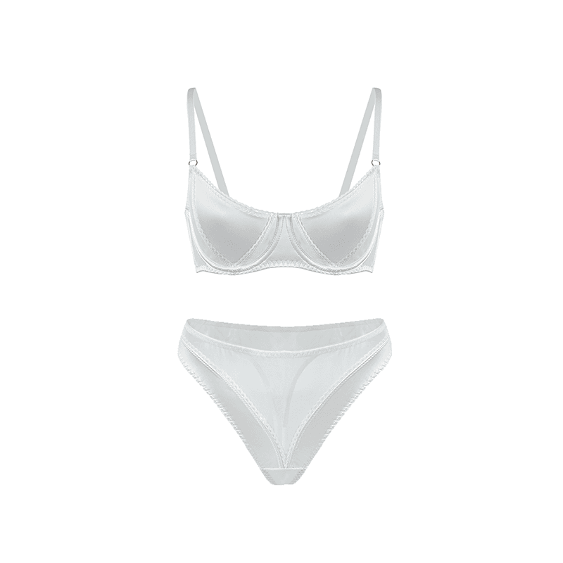 Maria Grazia Severi completo intimo bianco rete perizoma ferretto