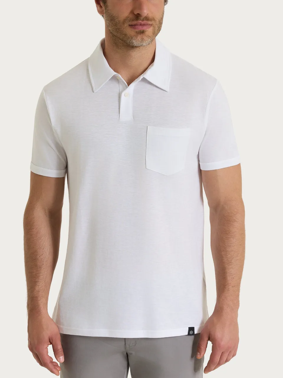 Ragno Polo Cotone Slub Jersey Bianco Uomo