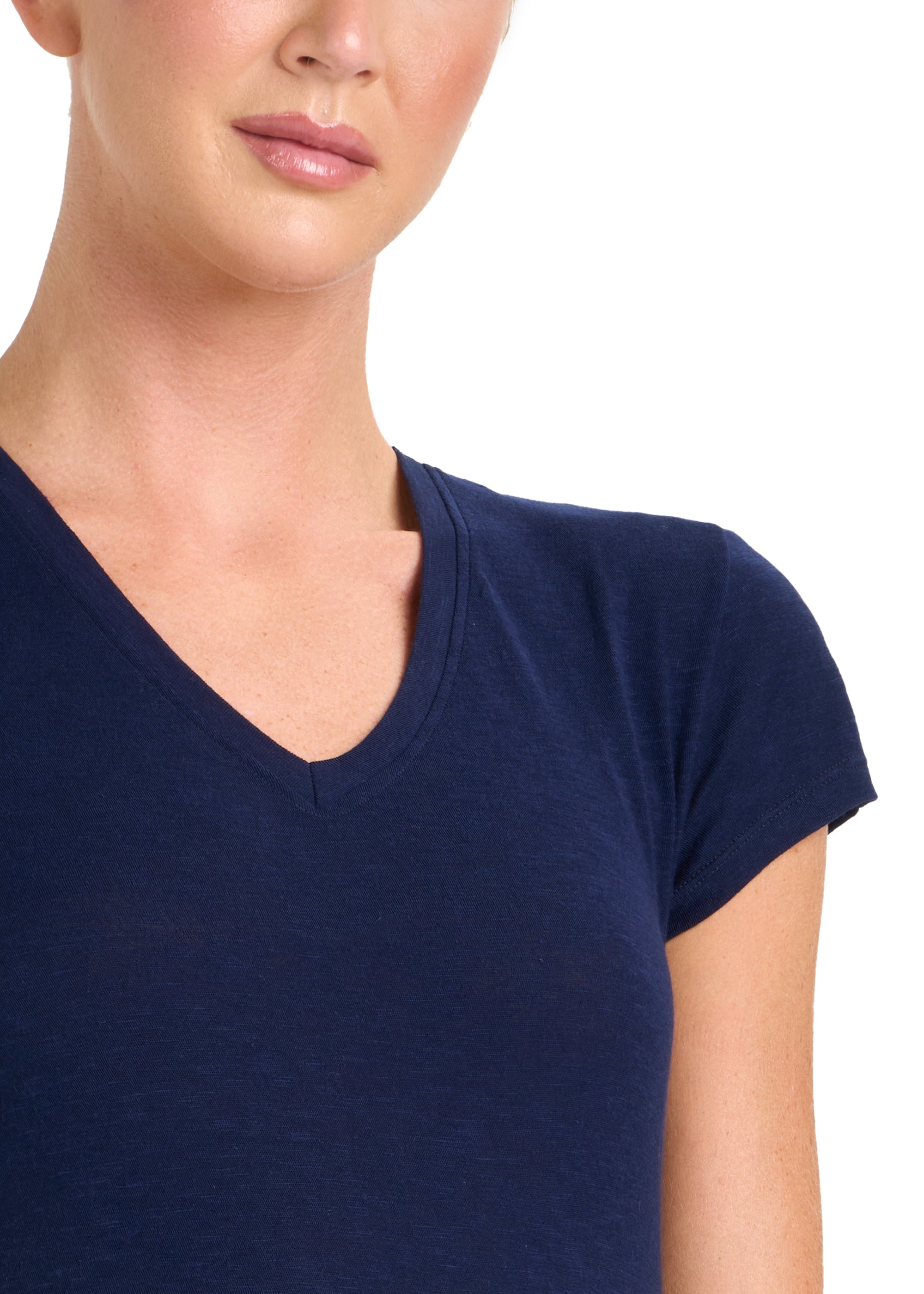 Philippe Matignon Leger t-shirt donna lino scollo a V M/L