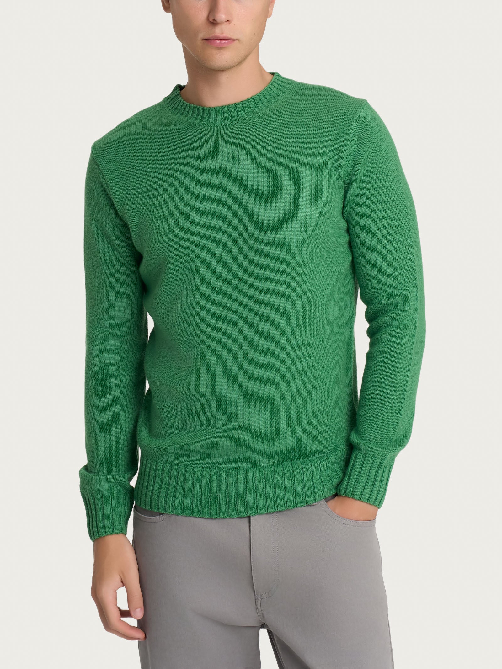 Ragno Nice Wool pull girocollo uomo Juniper misto cotone
