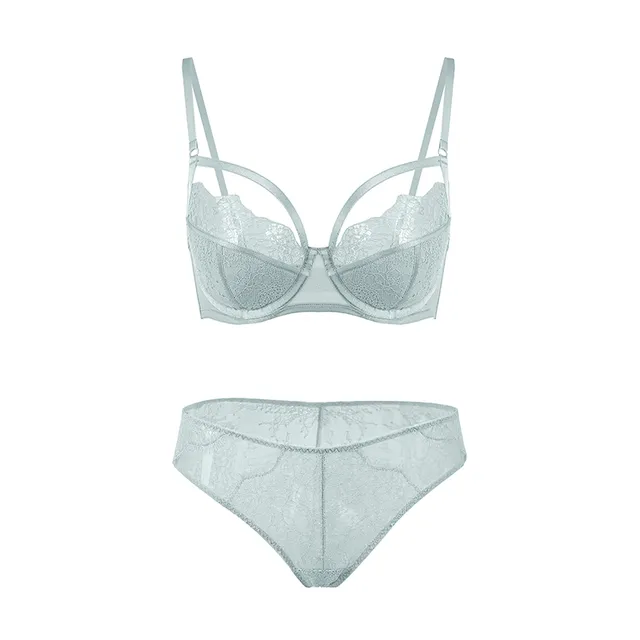 Maria Grazia Severi Floral Lace Mesh set intimo azzurro pizzo