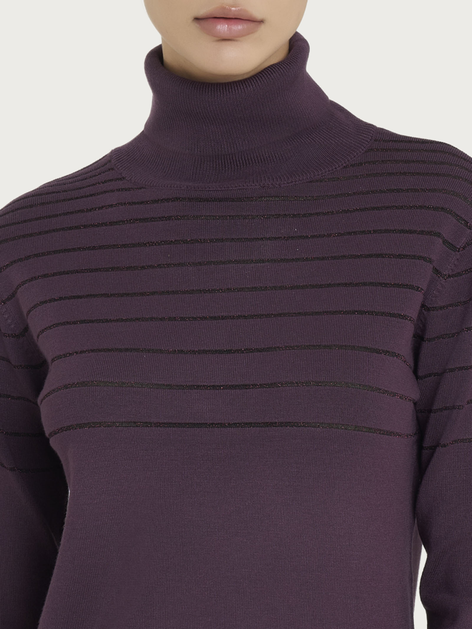 Ragno Four Seasons Dolcevita righe lurex Viola Plum Perfect