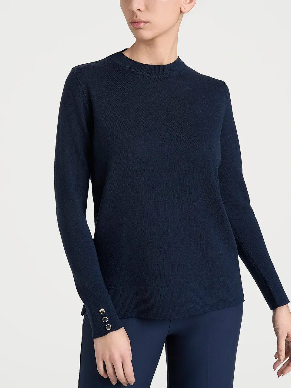 Ragno Merino Soft Maglia Girocollo Donna Blu Bleu Lana
