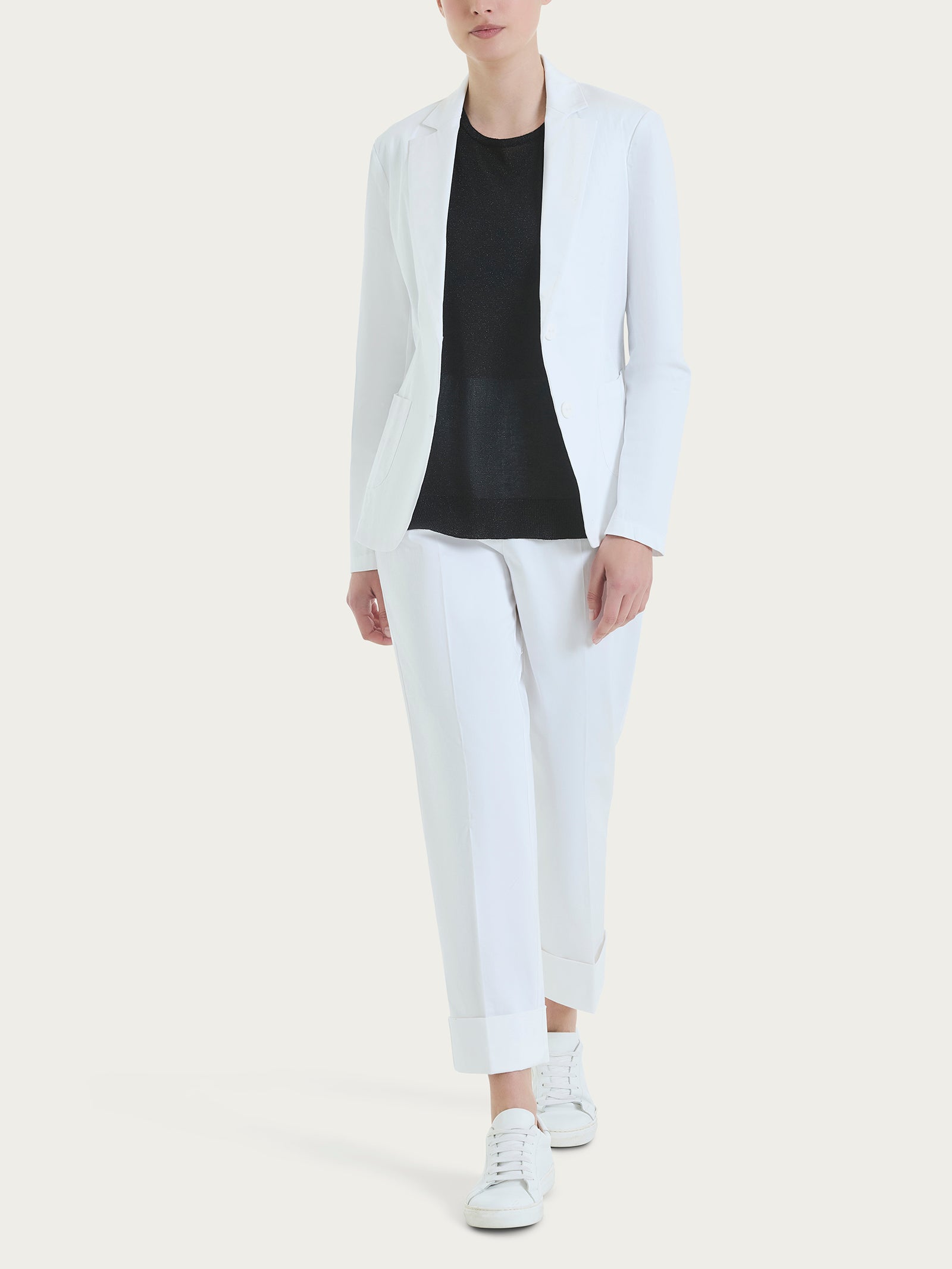 Ragno Satin Power blazer due bottoni bianco cotone