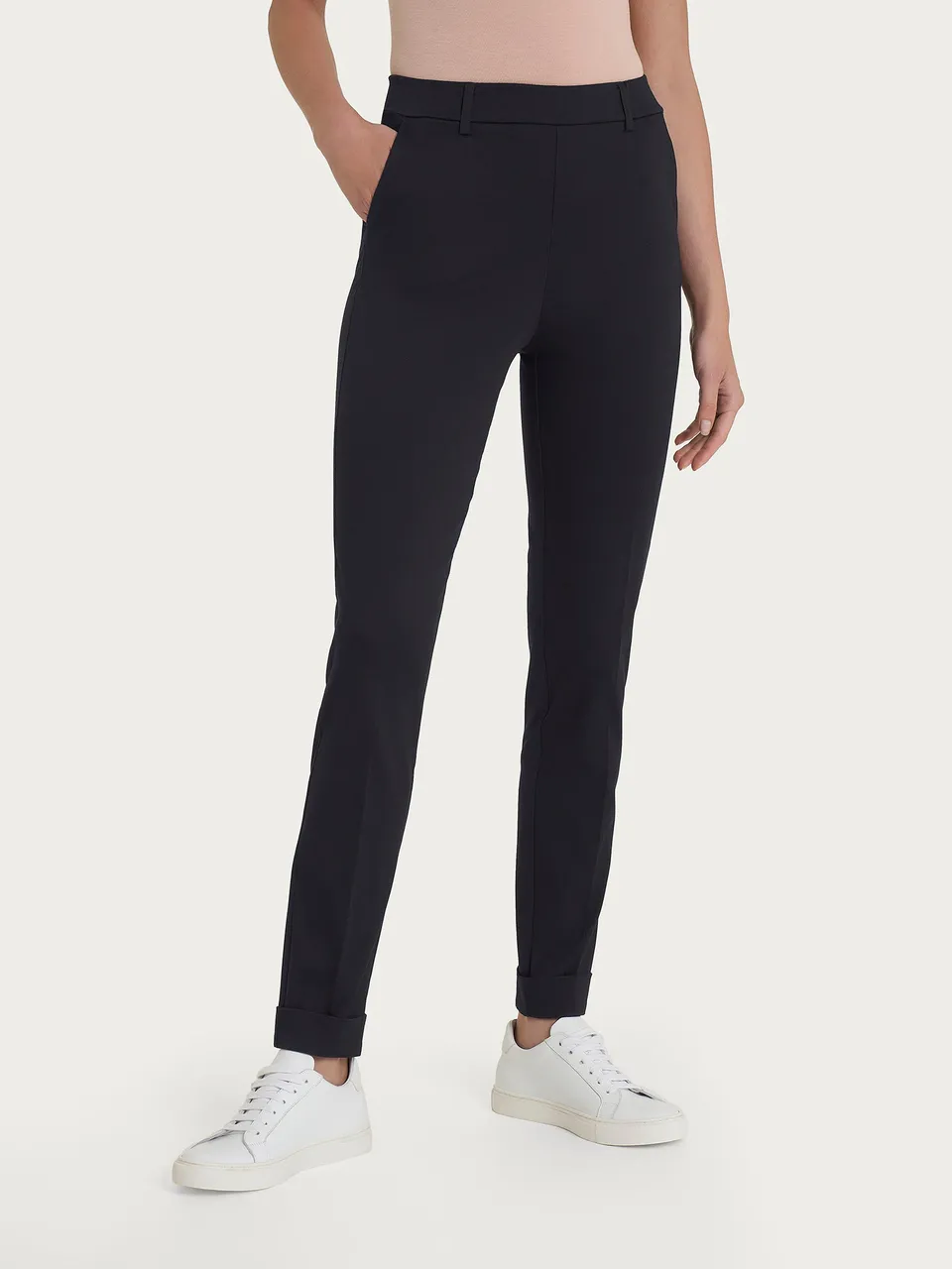 Ragno Satin Power Pantalone Chino Slim Tasche Nero elegante