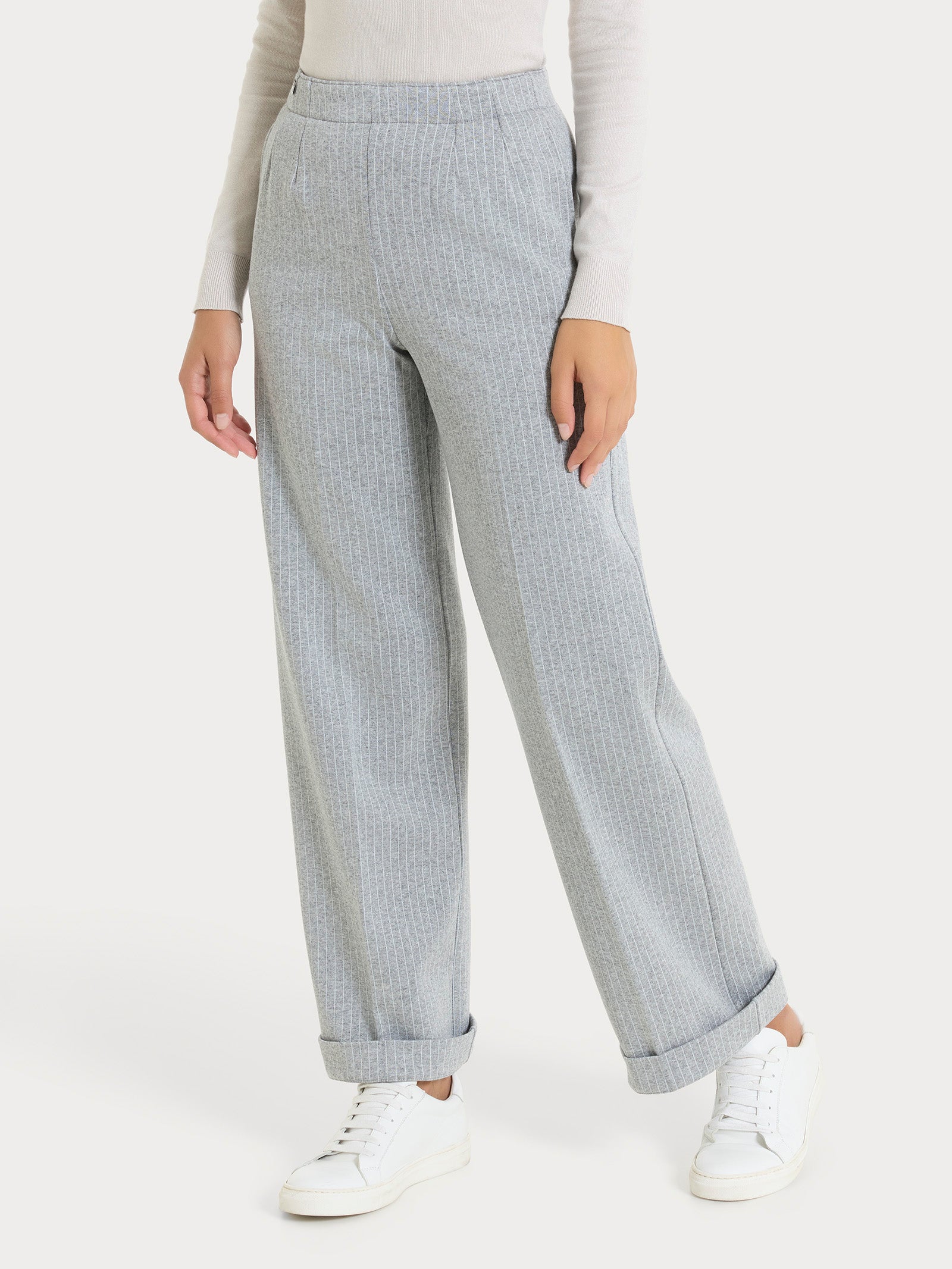 Ragno Compact pantalone ampio gessato Fant.Grigio Mel.