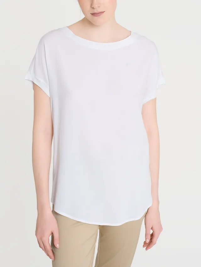 Ragno Viscosa Summer Maglietta con Manica Corta Kimono Bianco