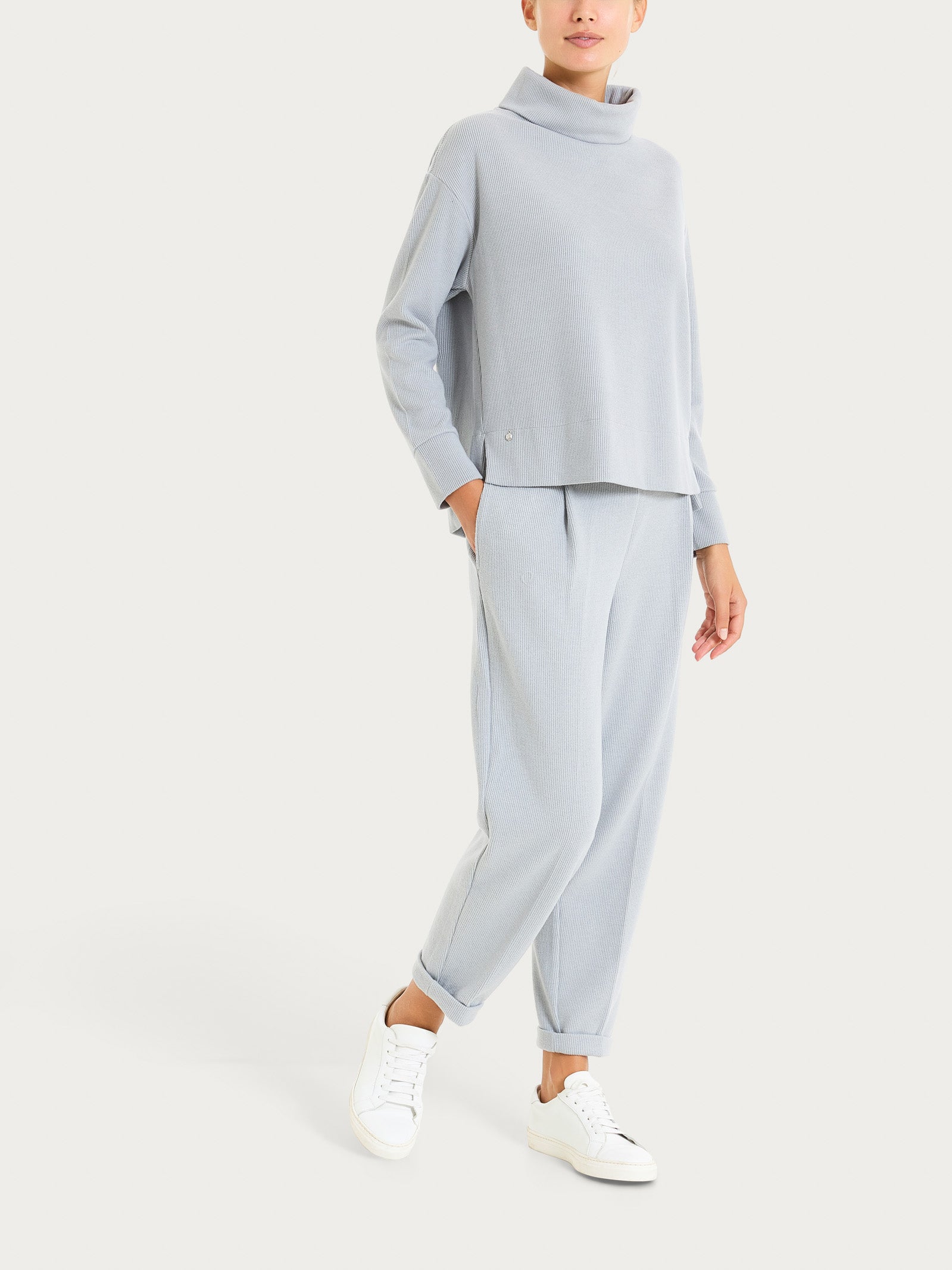 Ragno Velvet Felpa Donna Grigia Collo Ciambella Over