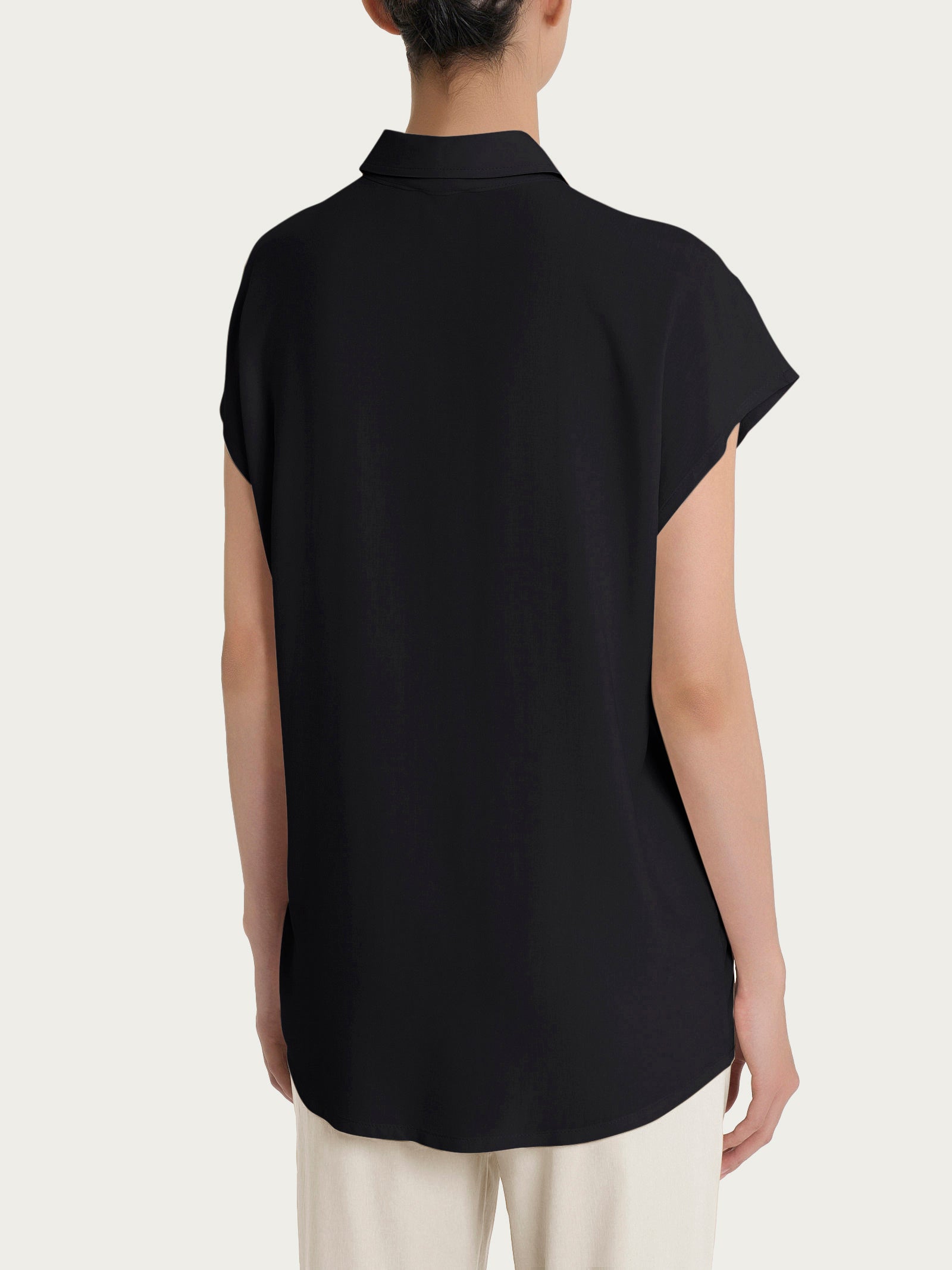 Ragno Gem Camicia Kimono Manica Corta Ecoseta Nero