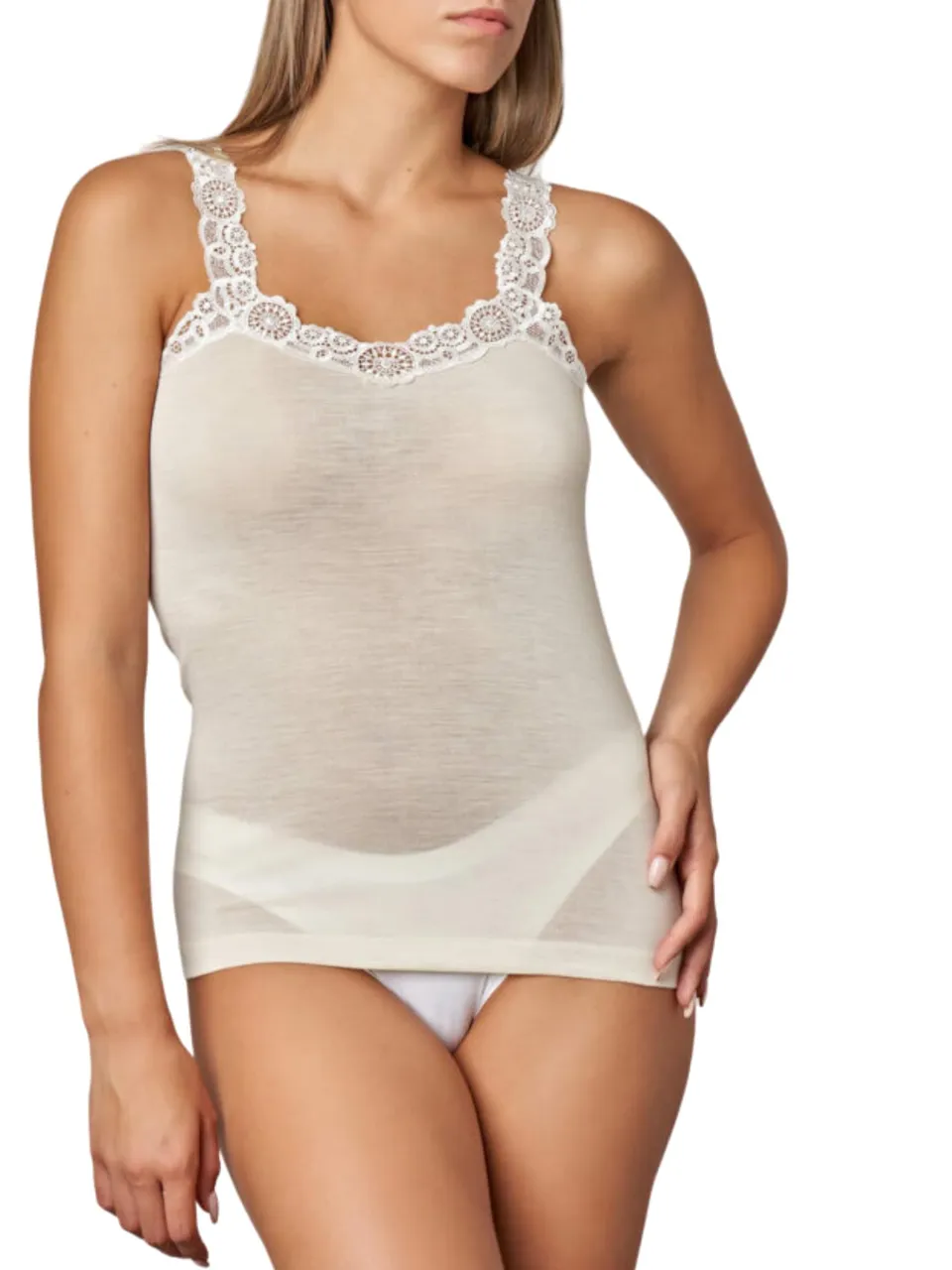 Gicipi Classica canotta lana e seta con pizzo