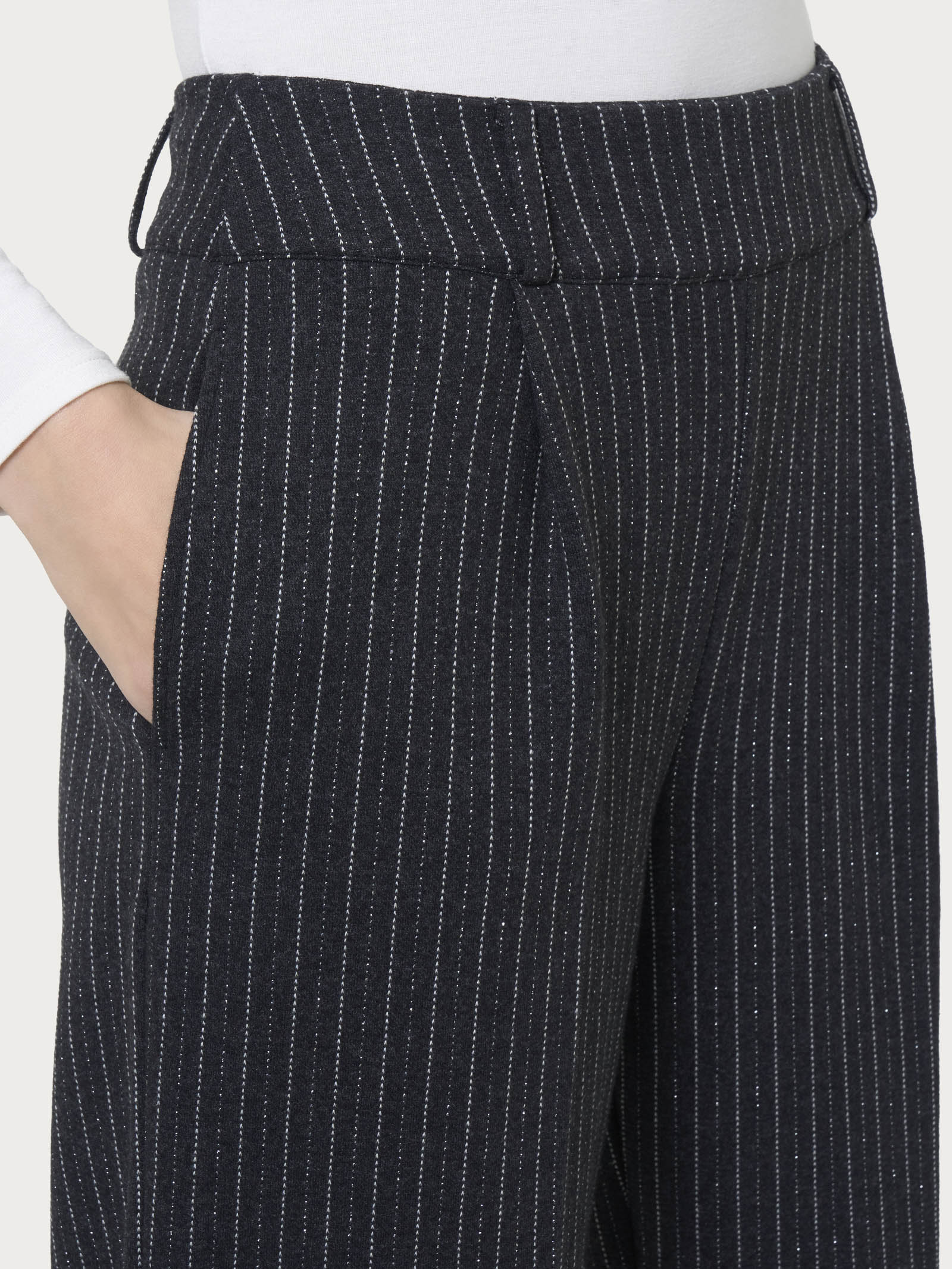 Ragno Compact Carrot pantalone gessato Fant.Oscuro Mel lurex